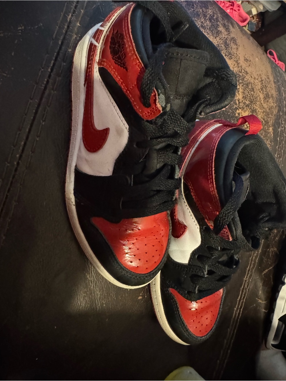 Jordan Kids High-Top Sneakers in Red, Black & White